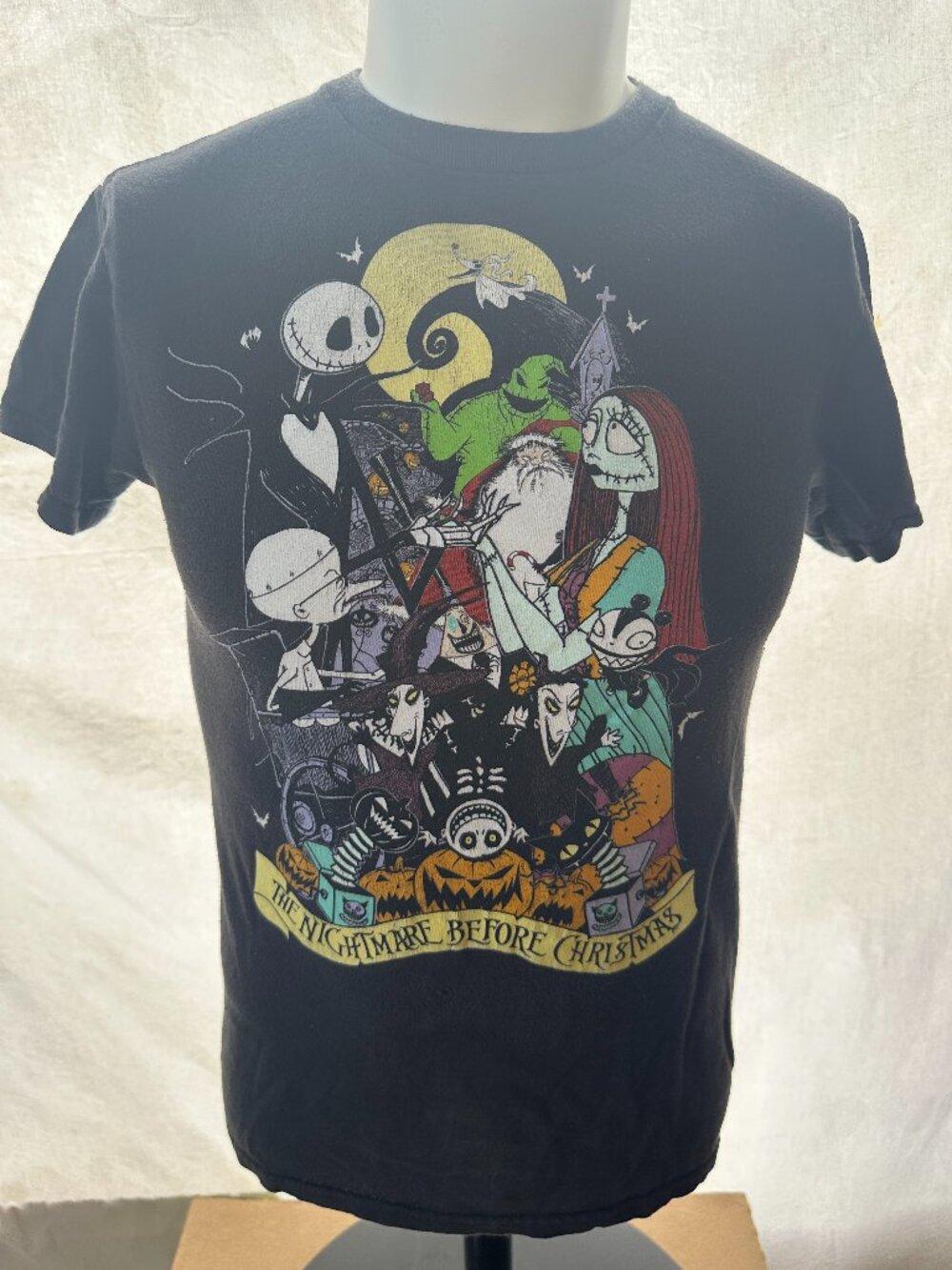 Tim Burton's Nightmare Before Christmas Men's Black T Shirt Size Small